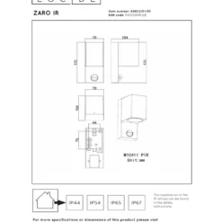 Lucide Zaro Cube Vägglampa Enkel Sensor GU10