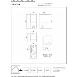 Lucide Zaro Round Vägglampa Enkel Sensor GU10
