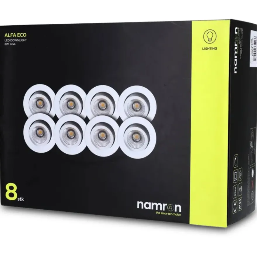 Namron Alfa Eco LED Downlight 8-pack