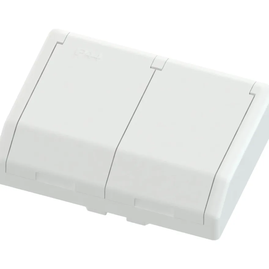 Namron Edge 2-vägsuttag med lock INF IP44