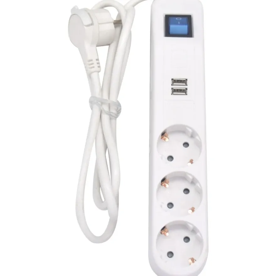 Namron Grenuttag Jordat 3-vägs 2 USB + brytare