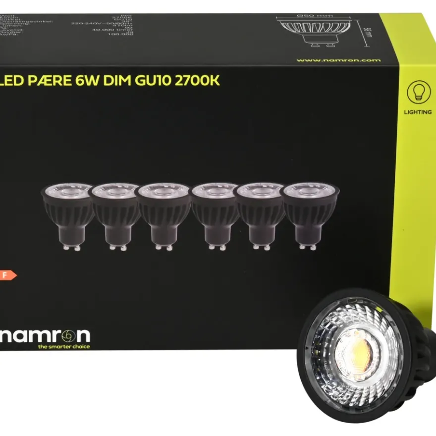 Namron LED 6W GU10 2700K Dimbar 6-pack