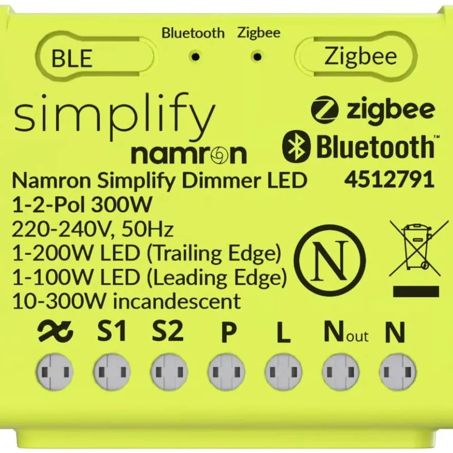 Namron Simplify Dimmer LED 1-2-Pol 300W