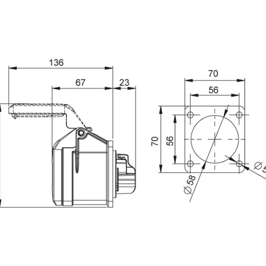 Paneluttag CEE 432-6 32A 3-fas IP44