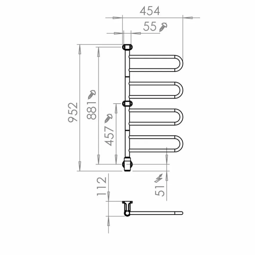 Pax Flex U 4/450 M2 Handdukstork