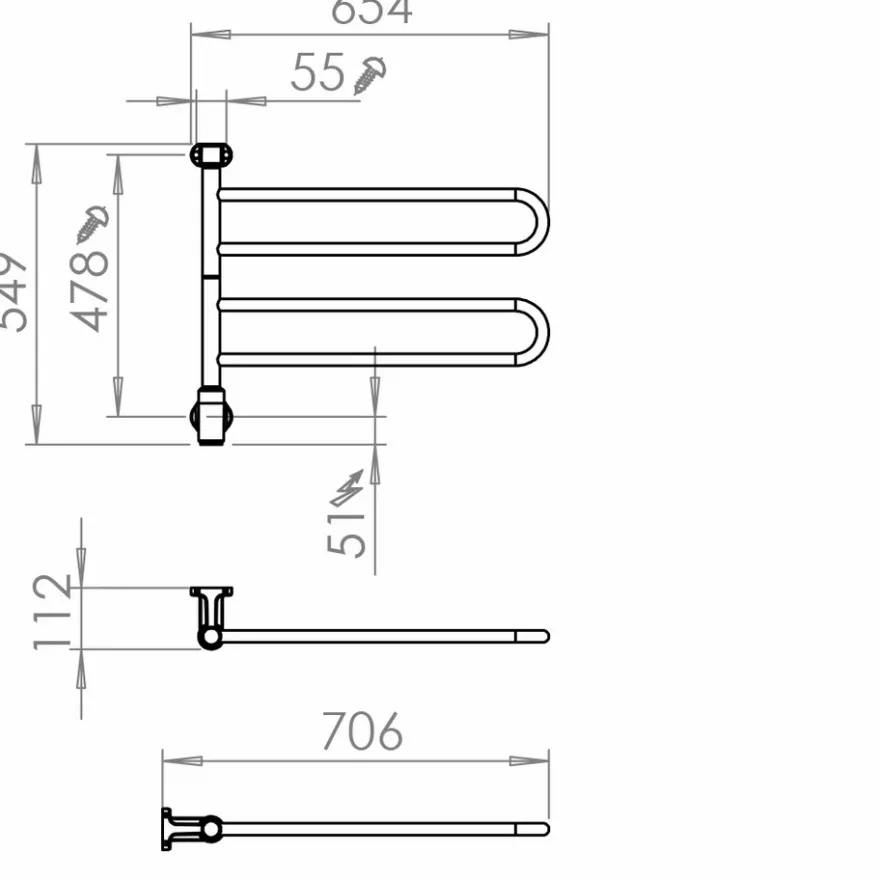 Pax Flex U 2/650 M2 Handdukstork