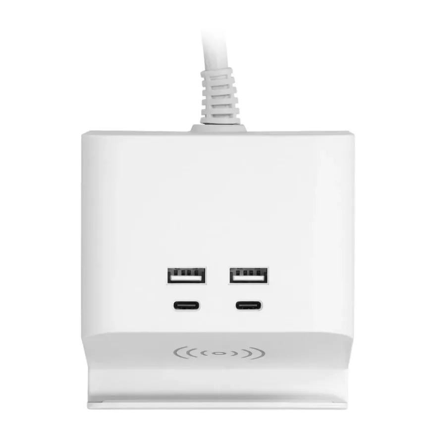 Powerstrip Bordsladdare Trådlös 2-vägs 2xUSB-C 2xUSB-A