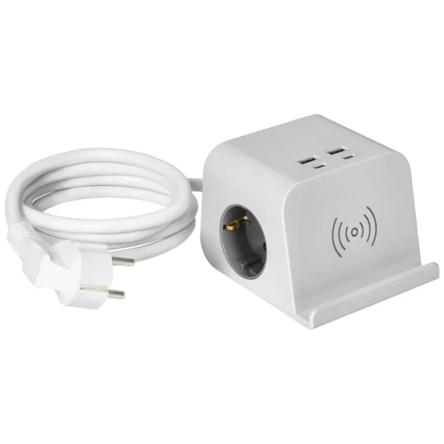 Powerstrip Bordsladdare Trådlös 2-vägs 2xUSB-C 2xUSB-A