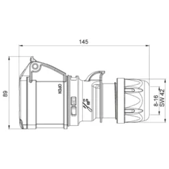 Skarvuttag CEE 416-6 16A 3-fas IP44