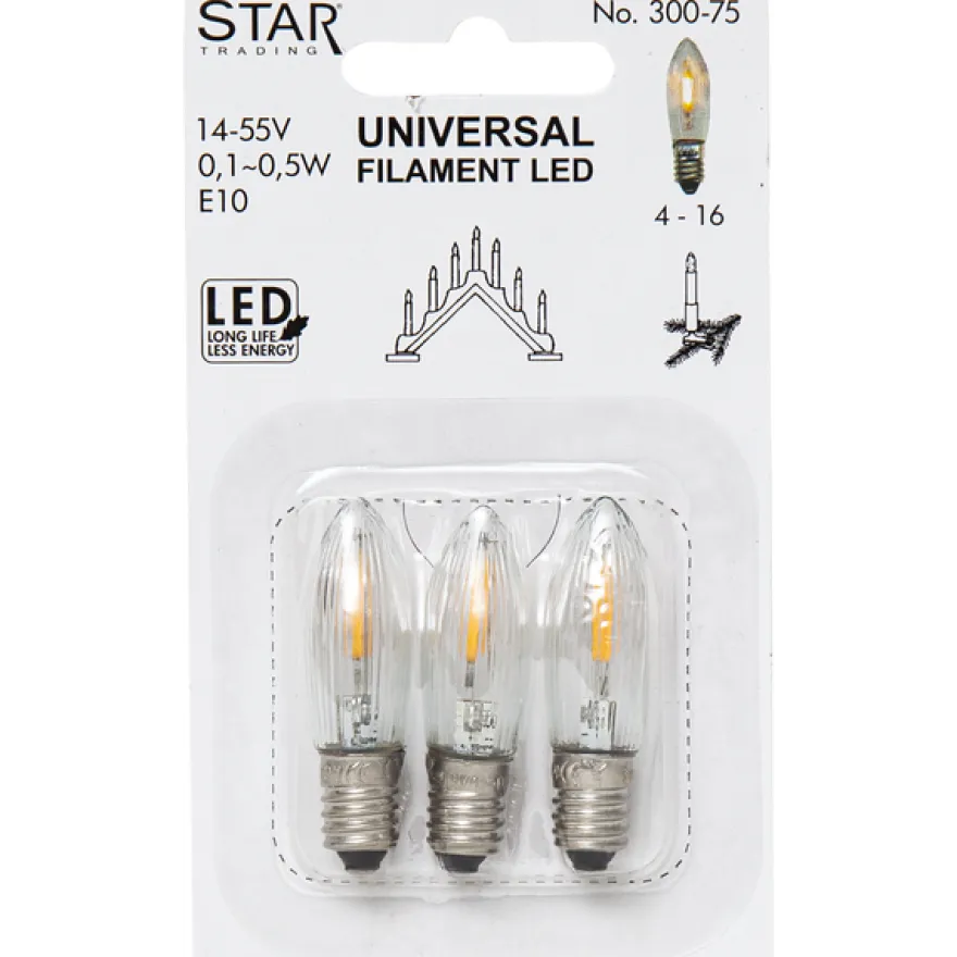 Star Trading Reservlampa Filament Universal 3-pack LED E10