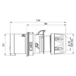 Stickpropp CEE 416-6 16A 3-fas IP44