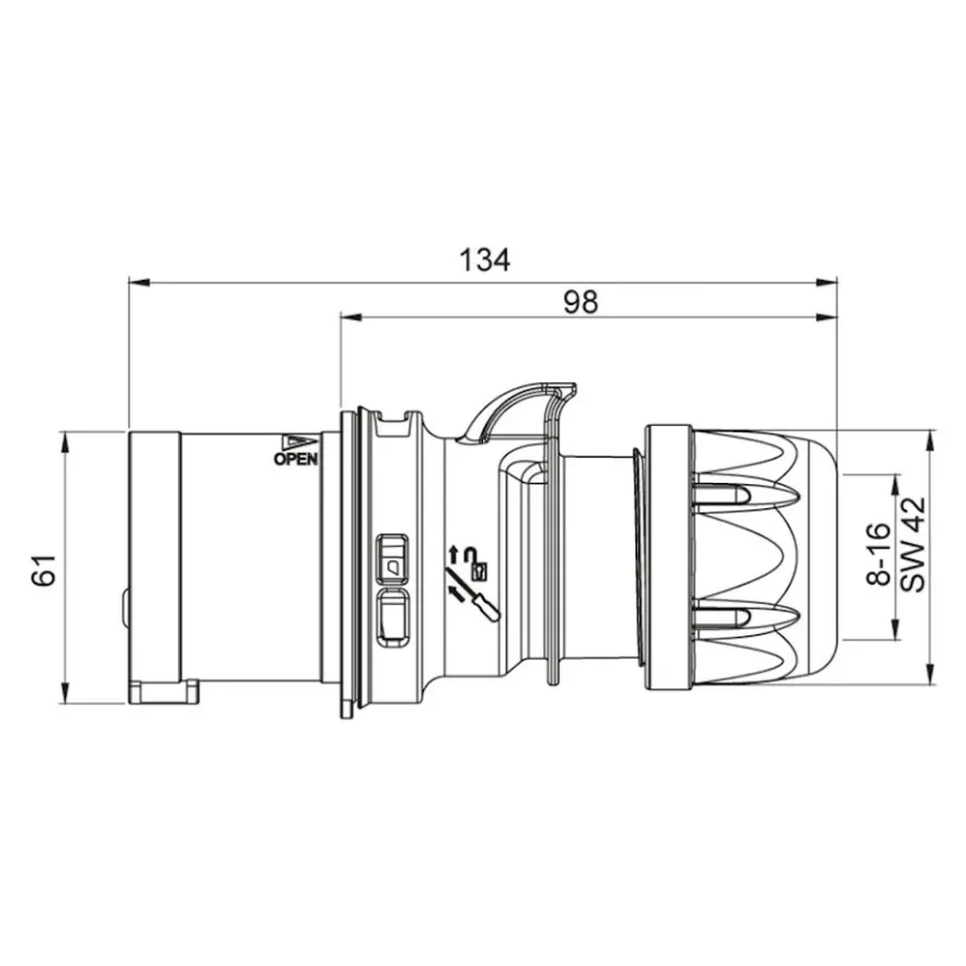 Stickpropp CEE 416-6 16A 3-fas IP44