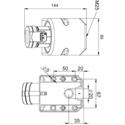 Vägguttag CEE 416-6 16A 3-fas IP44
